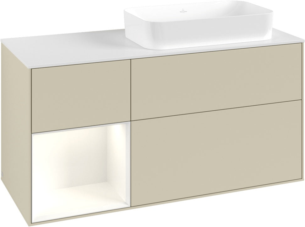 Villeroy & Boch Finion Waschtischunterschrank 1200 mm Glossy White mit Beleuchtung