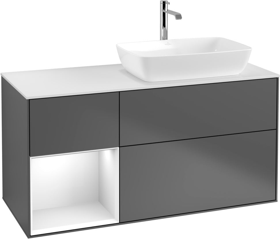 Villeroy & Boch Finion Waschbeckenunterschrank 1200 mm Glossy White Lacquer mit Beleuchtung