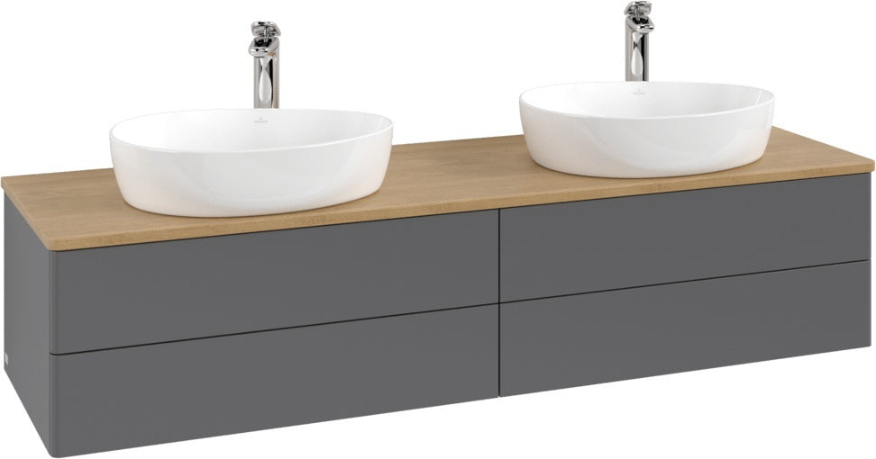 Villeroy & Boch Waschtischunterschrank Antao 1600 mm Anthracite Matt mit 4 Auszügen und Beleuchtung