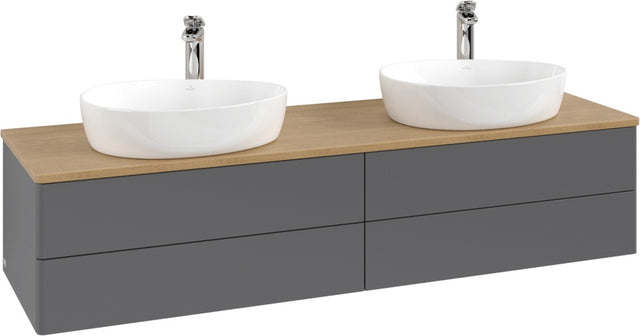 Villeroy & Boch Waschtischunterschrank Antao 1600 mm Anthracite Matt mit 4 Auszügen und Beleuchtung
