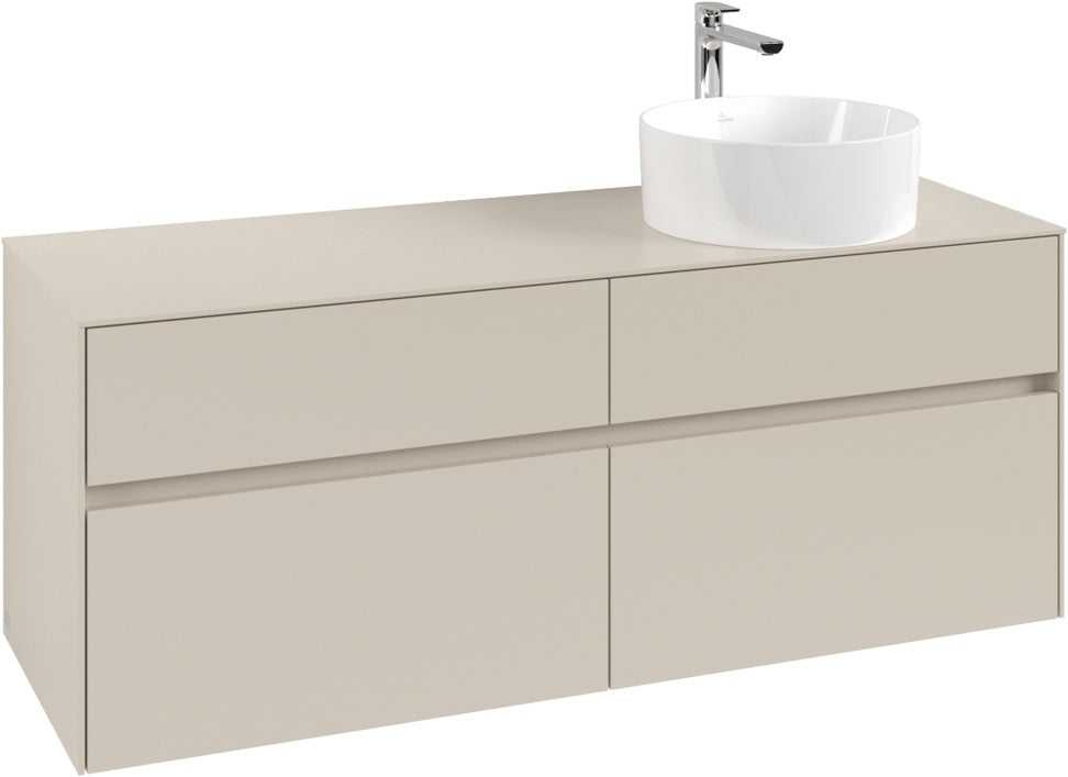 Villeroy & Boch Waschtischunterschrank Collaro C047 B0 1400 mm Cashmere Grey mit Beleuchtung