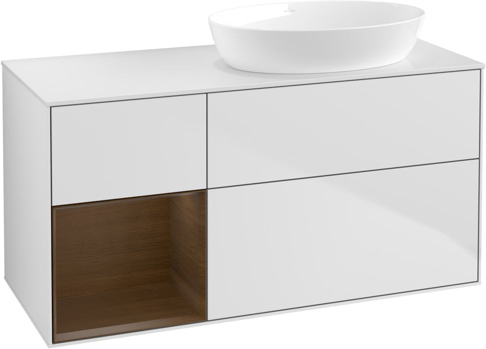Villeroy & Boch Finion Waschtischunterschrank 1200 mm Glossy White Lacquer mit Beleuchtung
