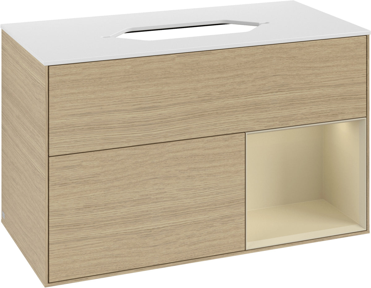 Villeroy & Boch Finion Waschtischunterschrank 1000 mm Glossy White Lacquer mit LED-Beleuchtung