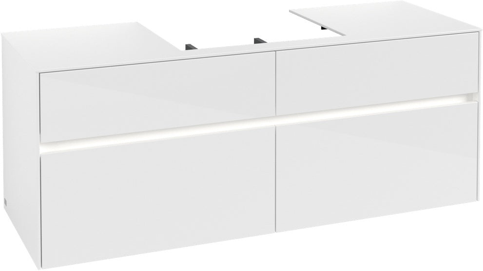 Villeroy & Boch Waschtischunterschrank Collaro C084 B0 1400 mm Glossy White mit LED-Beleuchtung