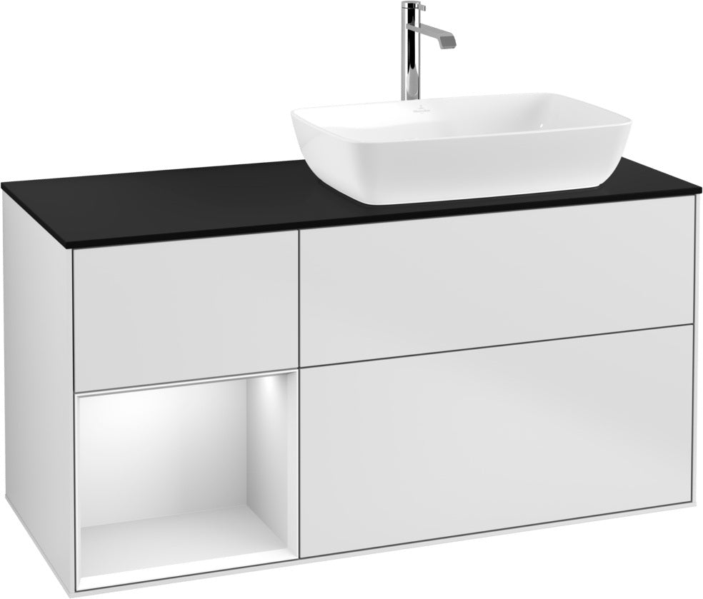 Villeroy & Boch Finion Waschtischunterschrank 1200 mm Glossy White Lacquer mit Beleuchtung