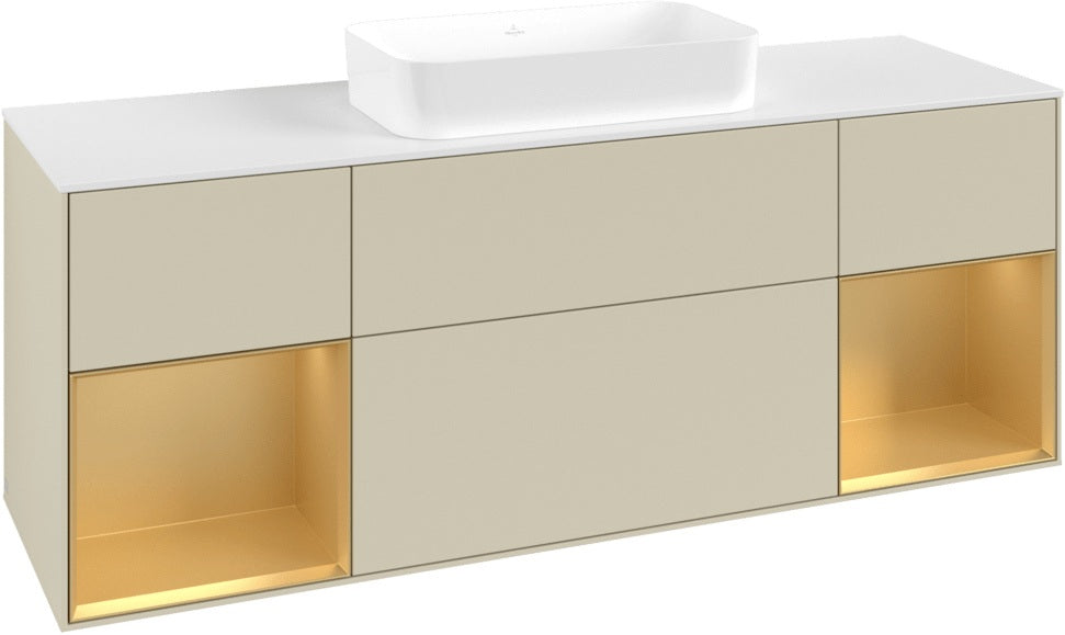 Villeroy & Boch Finion Waschtischunterschrank 1600 mm Glossy White Lacquer mit Beleuchtung