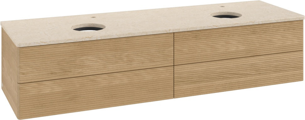 Villeroy & Boch Waschtischunterschrank Antao 1600 mm Warm Walnut mit 4 Auszügen und Beleuchtung