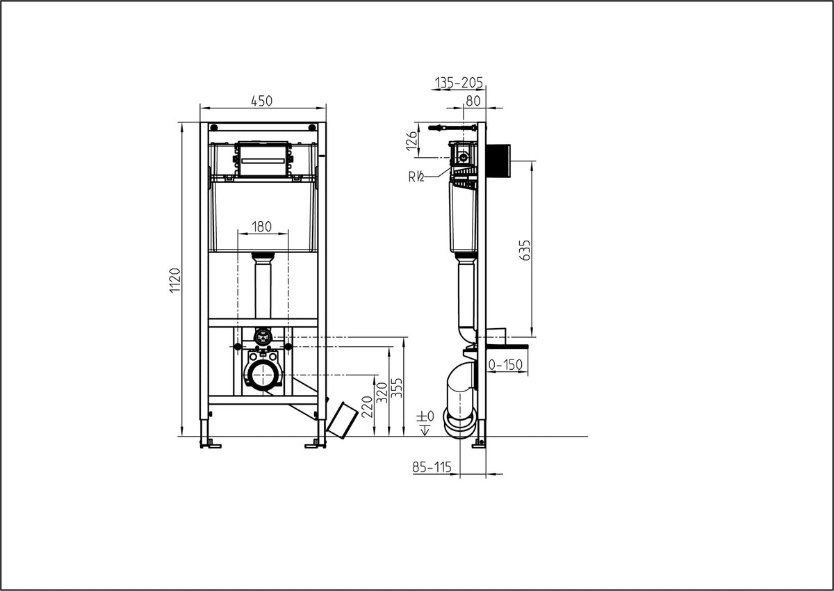 Villeroy & Boch ViConnect WC-Vorwandelement für Trockenbau 450 x 1120 x 130 mm