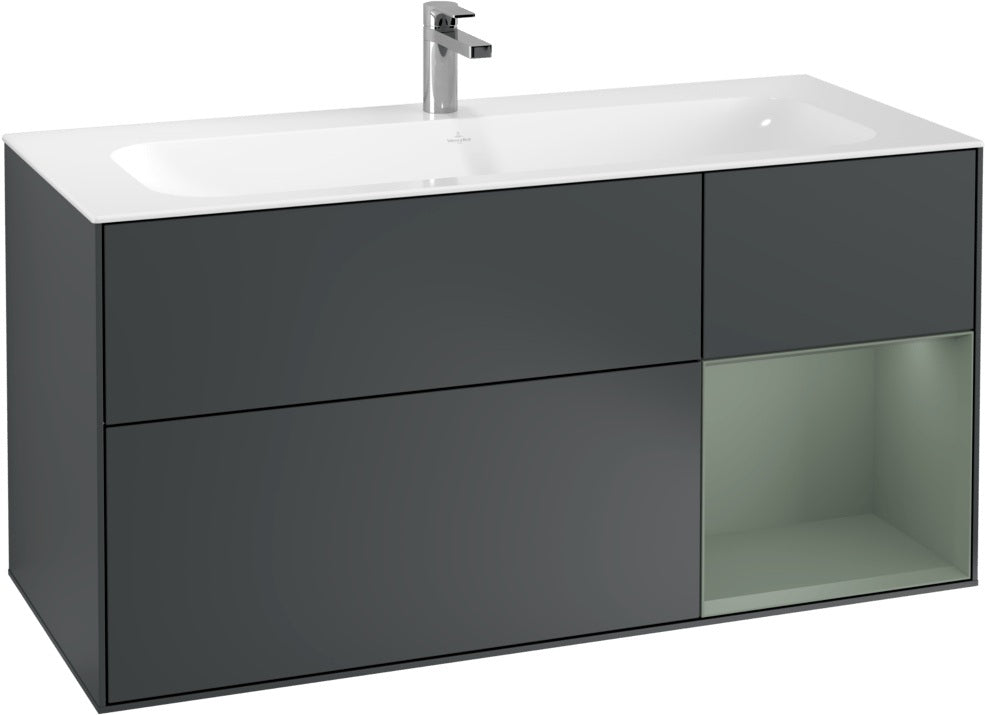 Villeroy & Boch Finion Waschbeckenunterschrank Glossy White Lacquer 1196 mm mit LED-Beleuchtung