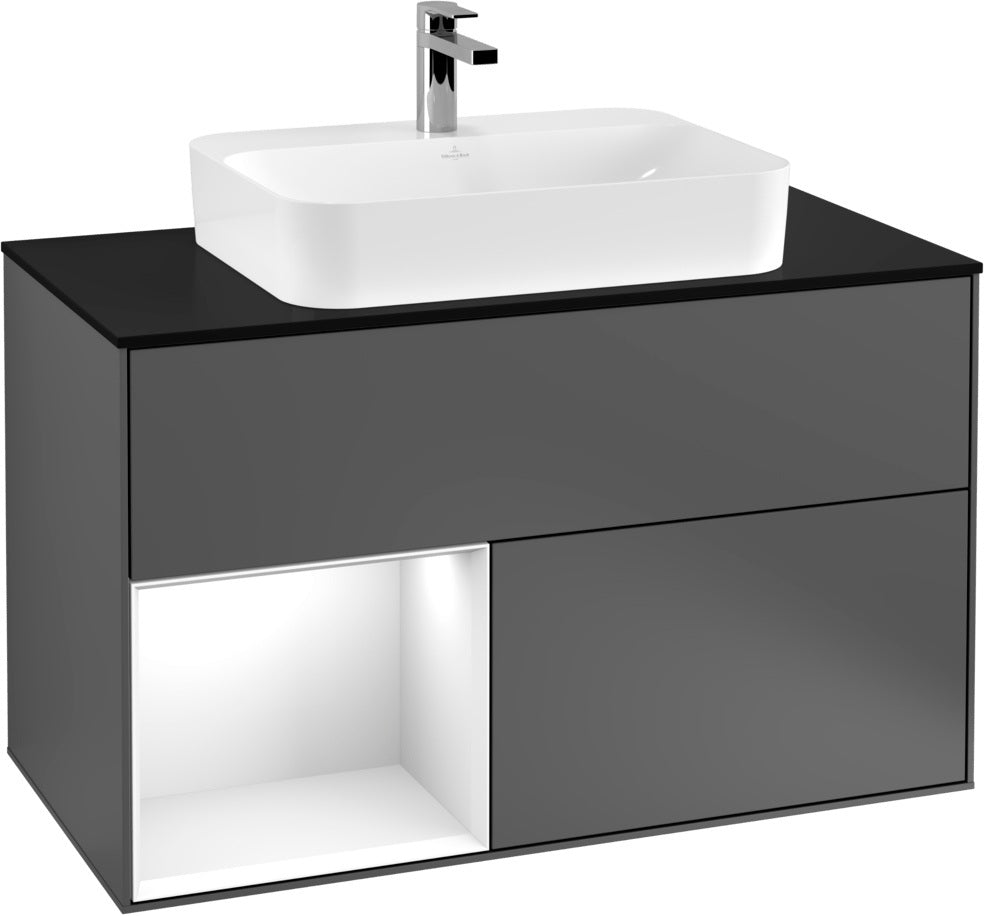 Villeroy & Boch Finion Waschtischunterschrank 1000 mm Glossy White Lacquer mit LED-Beleuchtung