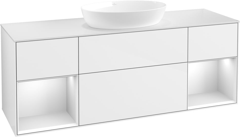 Villeroy & Boch Finion Waschbeckenunterschrank 1600 mm Glossy White Lacquer – mit LED-Beleuchtung