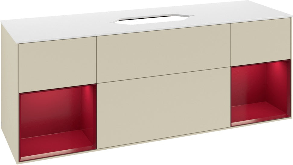 Villeroy & Boch Finion Waschtischunterschrank 1600 mm Glossy White Lacquer mit Beleuchtung