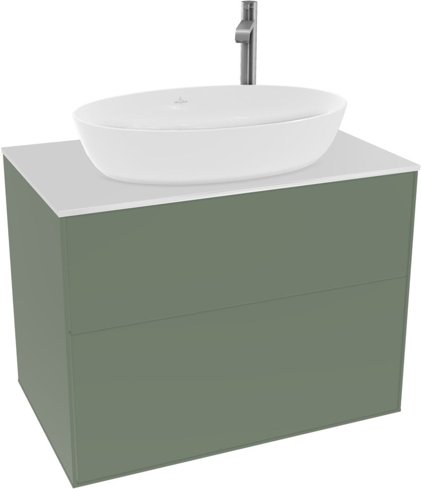 Villeroy & Boch Finion Waschbeckenunterschrank F87200GF – 800 mm, Glossy White Lacquer, mit Push-to-open