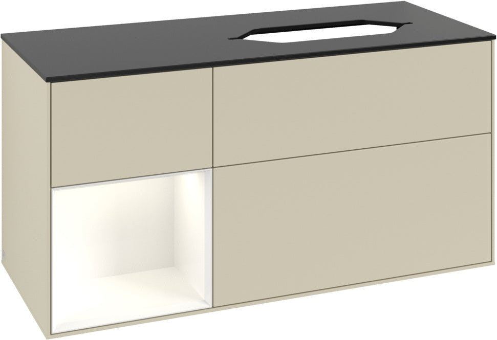 Villeroy & Boch Finion Waschtischunterschrank 120 cm Glossy White Lacquer mit Beleuchtung