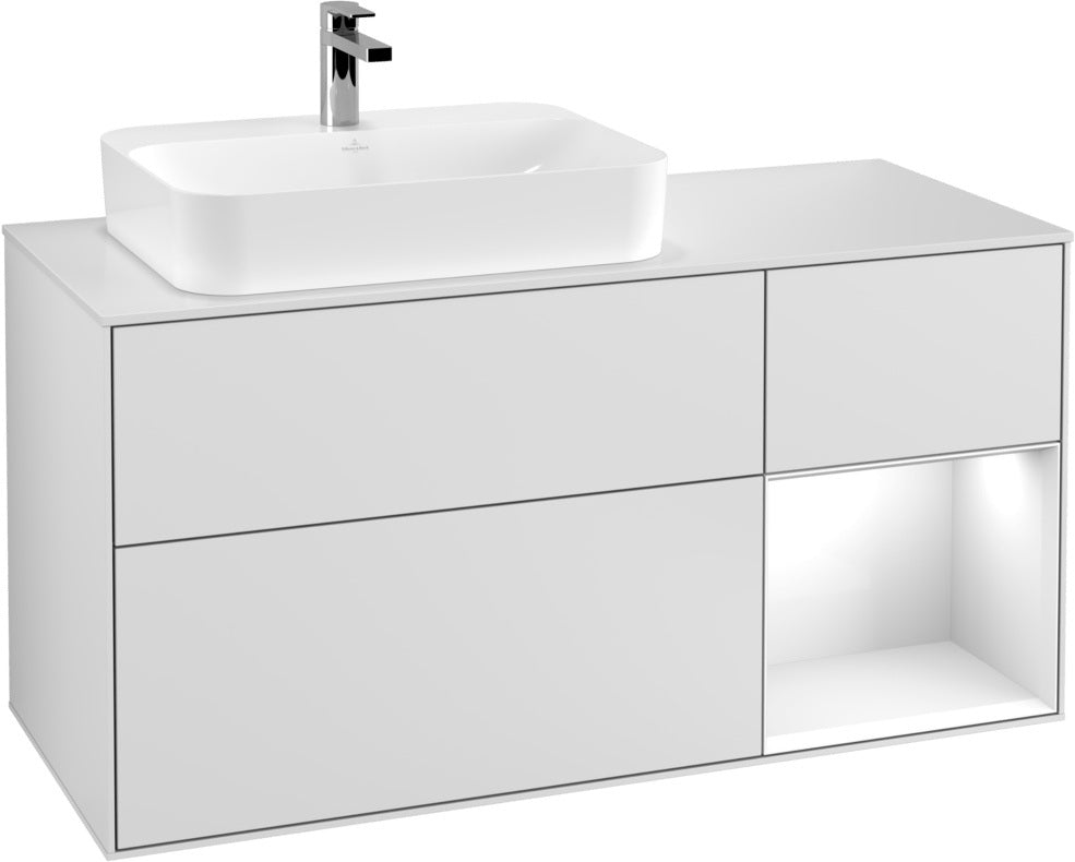 Villeroy & Boch Waschtischunterschrank Finion F401G 1200 mm Glossy White Lacquer mit Beleuchtung