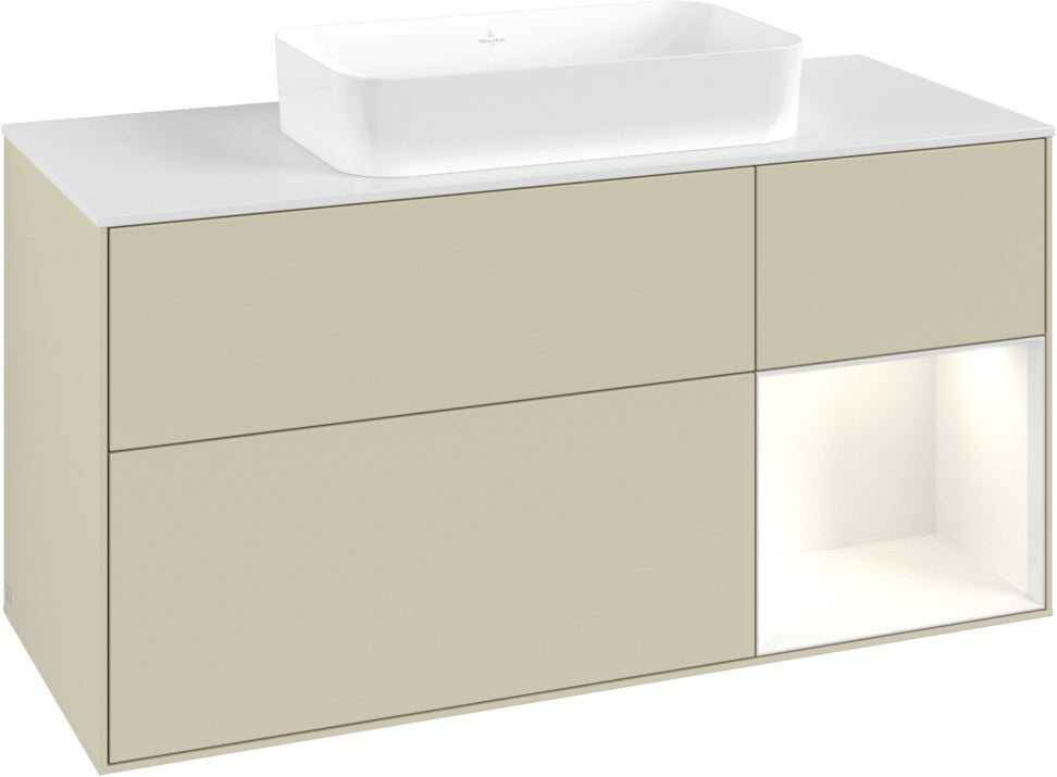 Villeroy & Boch Finion Waschtischunterschrank G711G Black Matt Lacquer 1200 mm mit Beleuchtung