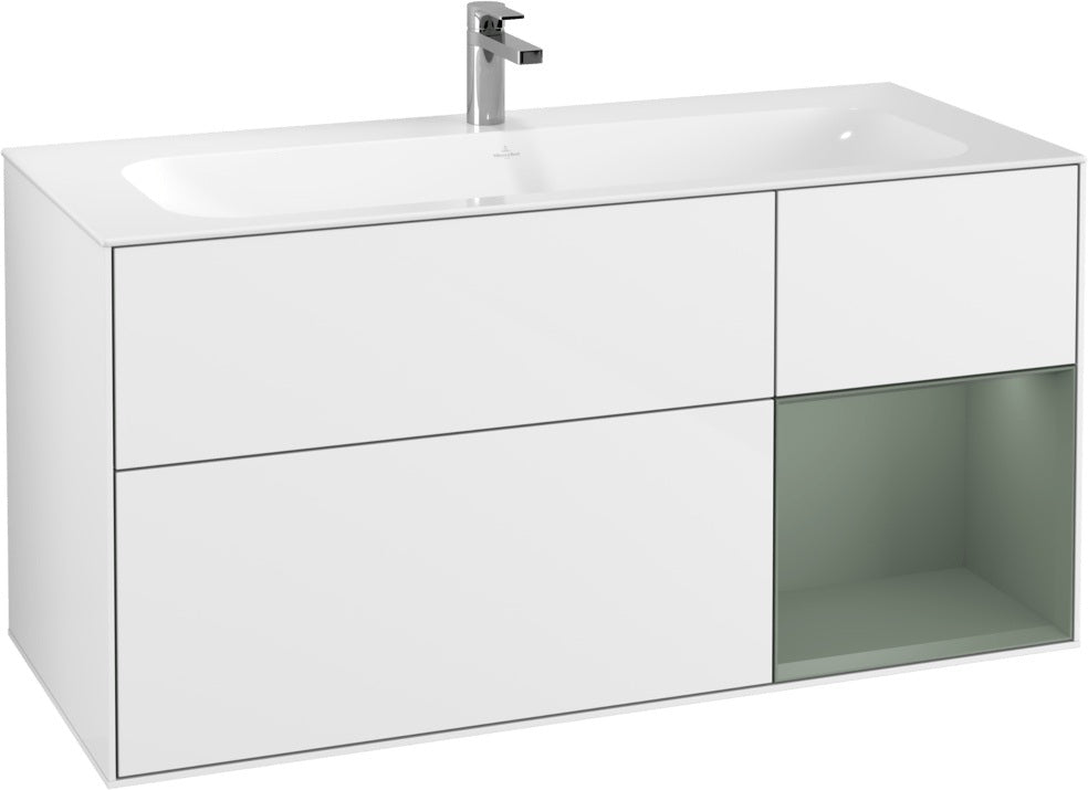 Villeroy & Boch Finion Waschbeckenunterschrank Glossy White Lacquer 1196 mm mit LED-Beleuchtung