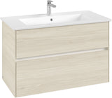 Villeroy & Boch Collaro Waschbeckenunterschrank 961 mm White Oak – 2 Auszüge, SoftClosing