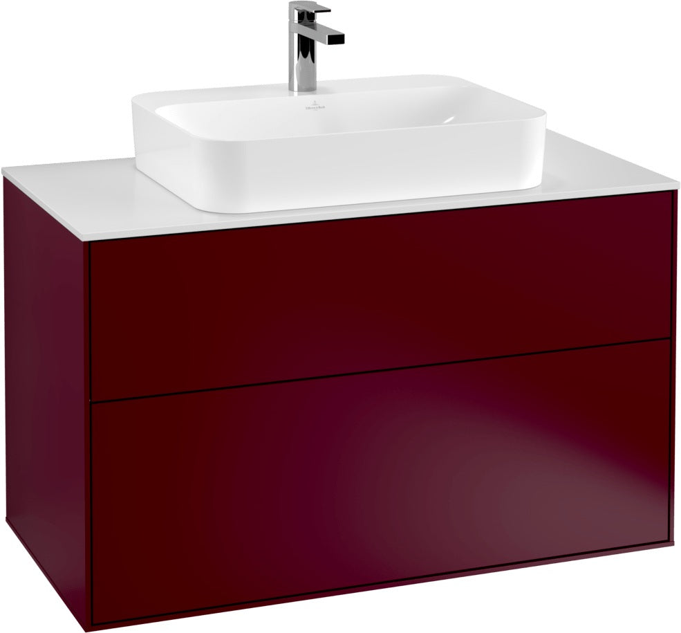Villeroy & Boch Finion Waschbeckenunterschrank 1000 mm Glossy White mit LED-Beleuchtung