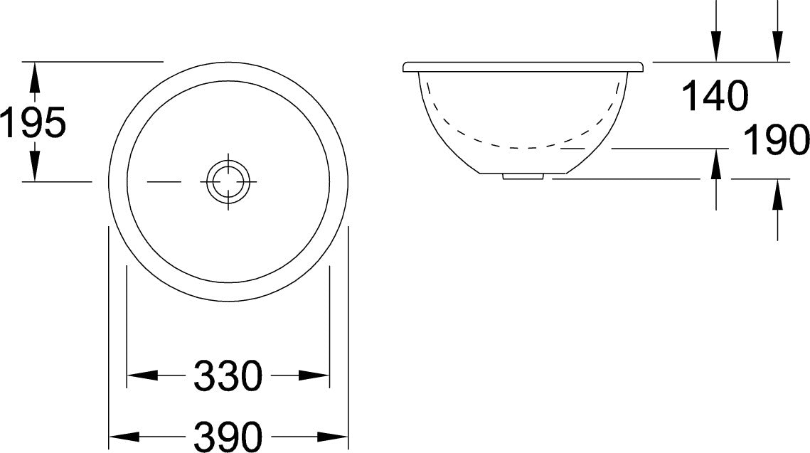 Villeroy & Boch Loop & Friends Unterbauwaschbecken 330 mm Weiß Alpin mit Überlauf