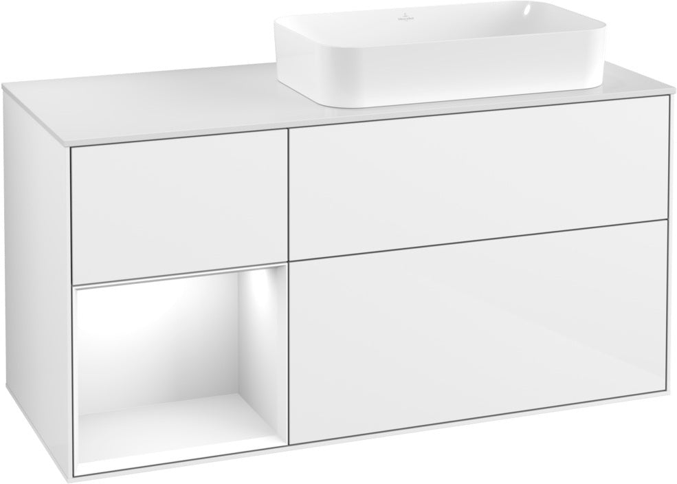 Villeroy & Boch Finion Waschtischunterschrank 1200 mm Glossy White mit Beleuchtung