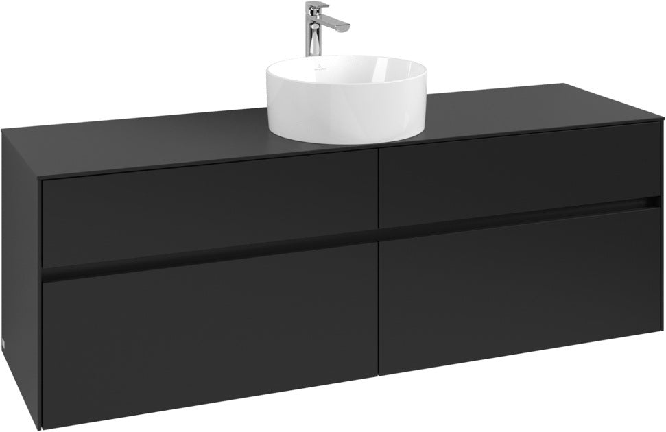 Villeroy & Boch Waschtischunterschrank Collaro C049 B0 1600 mm Volcano Black mit Beleuchtung und SoftClosing