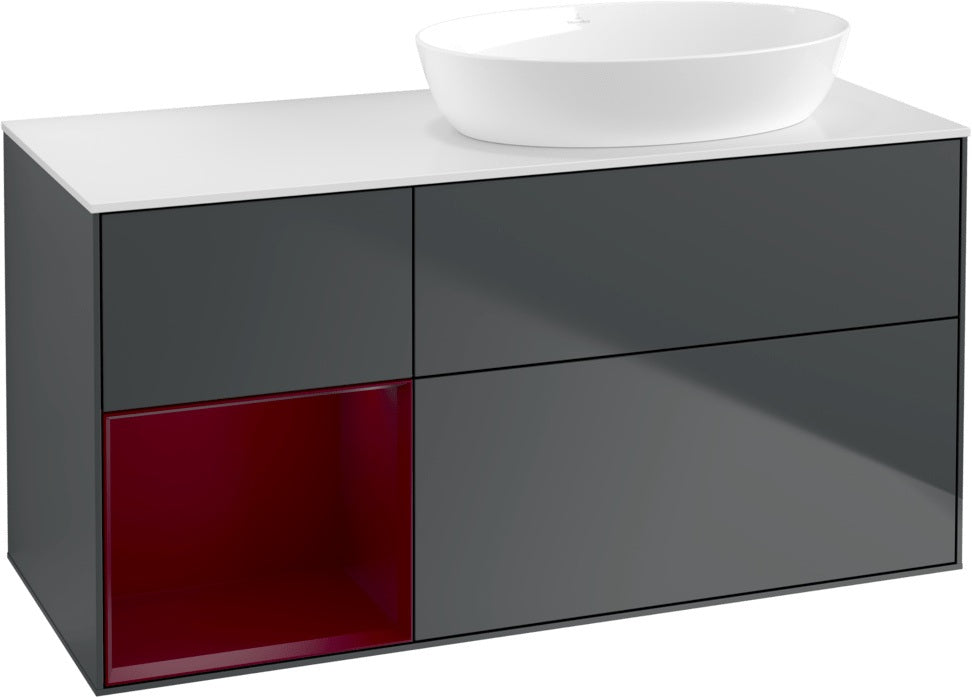 Villeroy & Boch Finion Waschtischunterschrank 1200 mm Glossy White Lacquer mit Beleuchtung