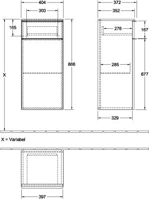 Villeroy & Boch Seitenschrank VENTICELLO 404x866x372 mm Eiche matt – wandhängend mit Soft-Close