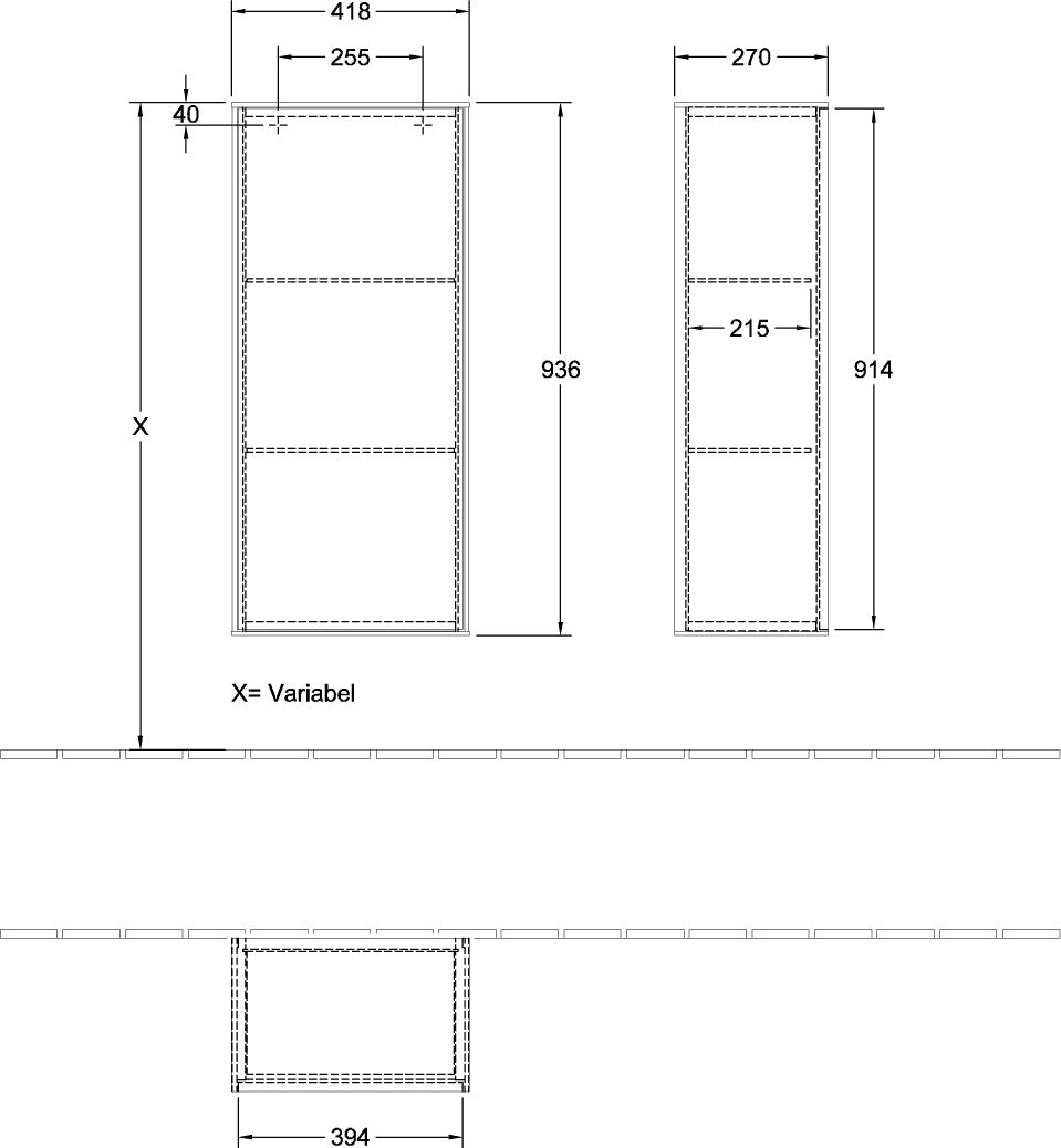 Villeroy & Boch Finion Seitenschrank F57000, 418 x 936 x 270 mm, Glossy White Lacquer