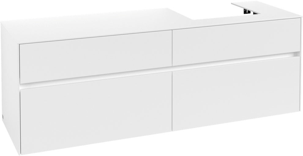 Villeroy & Boch Collaro Waschtischunterschrank 1600 mm Soft Grey, 4 Auszüge, Becken rechts