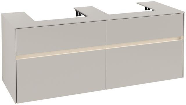 Villeroy & Boch Collaro Waschtischunterschrank 1400 mm mit LED-Beleuchtung und 4 Auszügen in Soft Grey