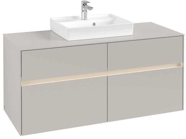 Villeroy & Boch Collaro Waschtischunterbau 1200 mm mit LED-Beleuchtung und 4 Auszügen in Truffle Grey