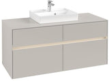 Villeroy & Boch Collaro Waschtischunterbau 1200 mm mit LED-Beleuchtung und 4 Auszügen in Truffle Grey