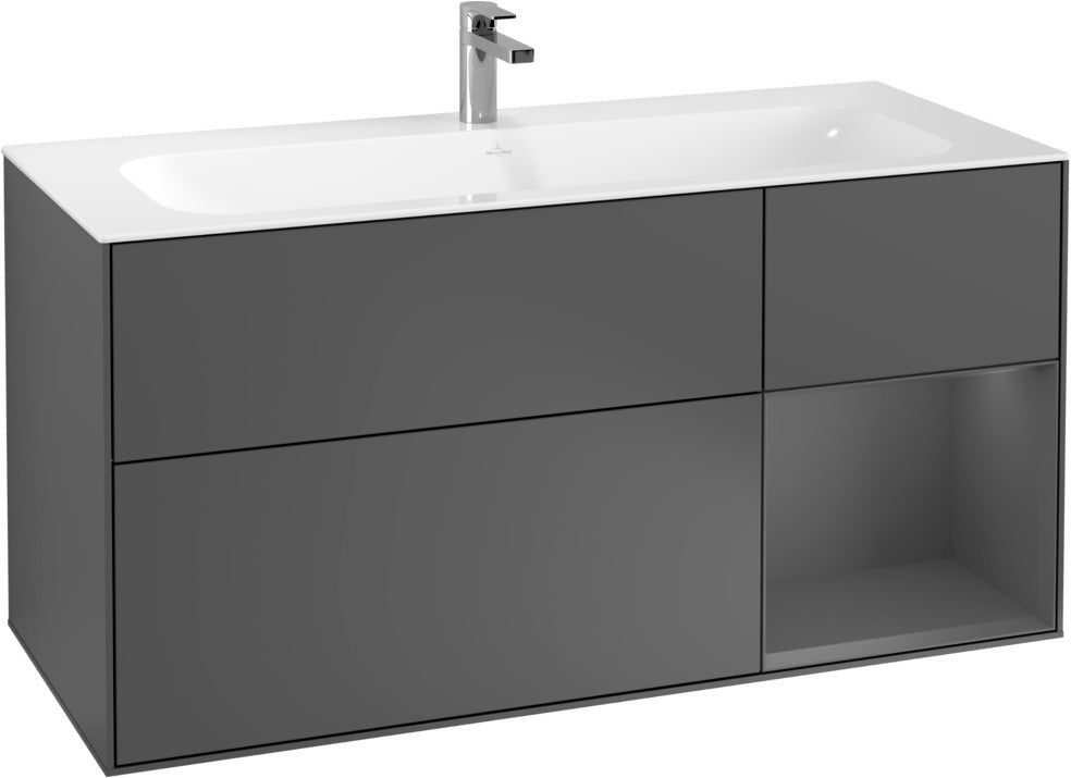 Villeroy & Boch Finion Waschbeckenunterschrank Glossy White Lacquer 1196 mm mit LED-Beleuchtung
