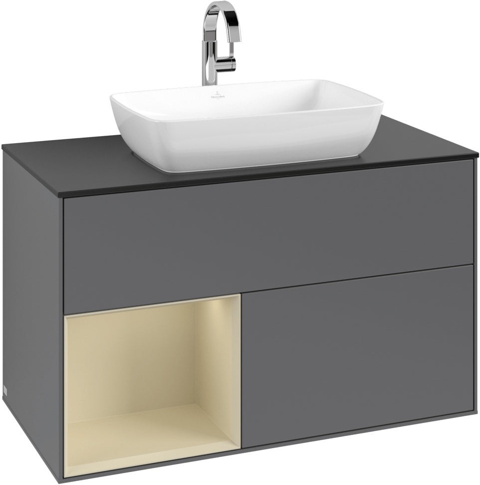 Villeroy & Boch Finion Waschbeckenunterschrank Glossy White mit Beleuchtung, 1000 mm