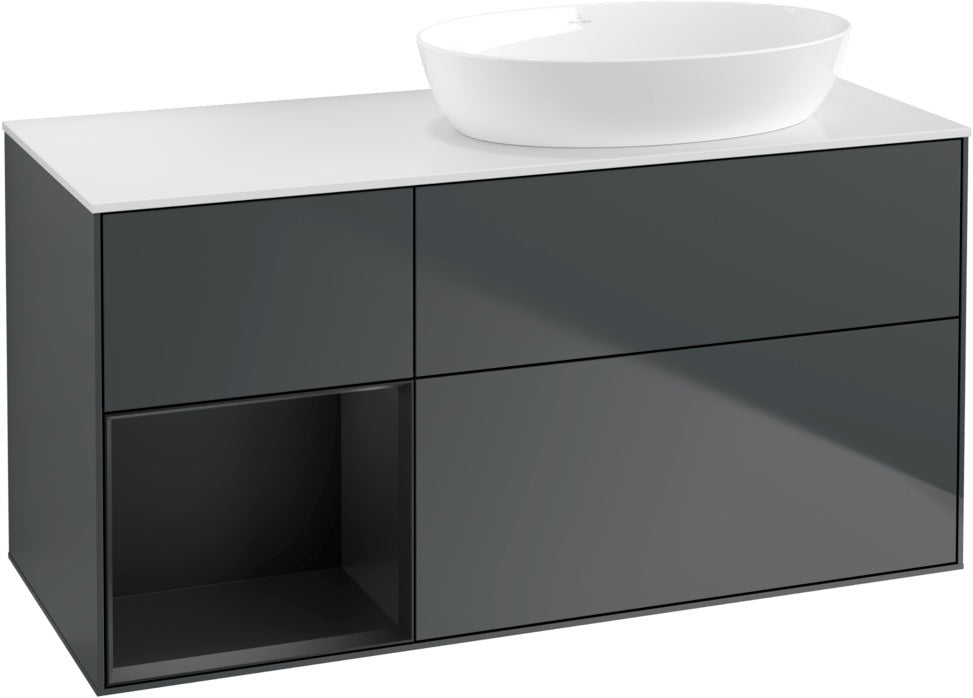 Villeroy & Boch Finion Waschtischunterschrank 1200 mm Glossy White Lacquer mit Beleuchtung