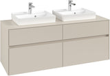 Villeroy & Boch Collaro Waschtischunterschrank 1400 mm mit LED-Beleuchtung und 4 Auszügen in Soft Grey