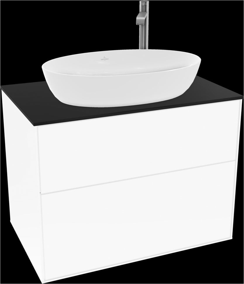 Villeroy & Boch Finion Waschbeckenunterschrank F87200GF – 800 mm, Glossy White Lacquer, mit Push-to-open