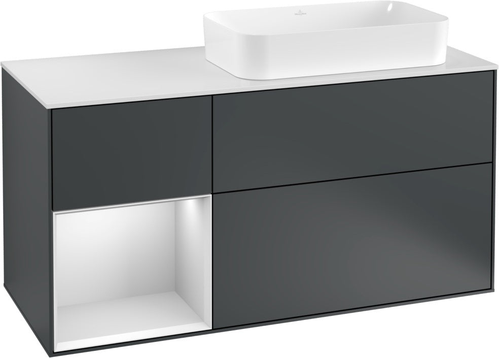 Villeroy & Boch Waschtischunterschrank Finion F271G 1200 mm Glossy White Lacquer mit Beleuchtung