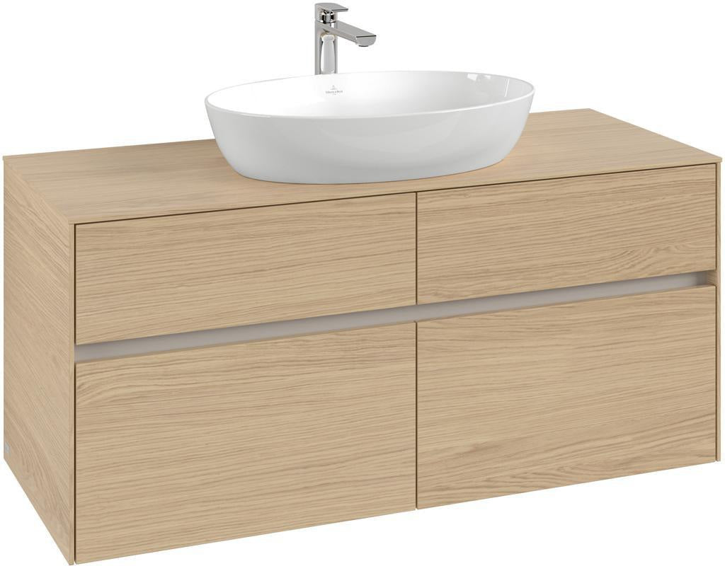 Villeroy & Boch CHIC Badmöbelset 120 cm mit Lichtspiegel Glossy White – 4 Auszüge, CeramicPlus