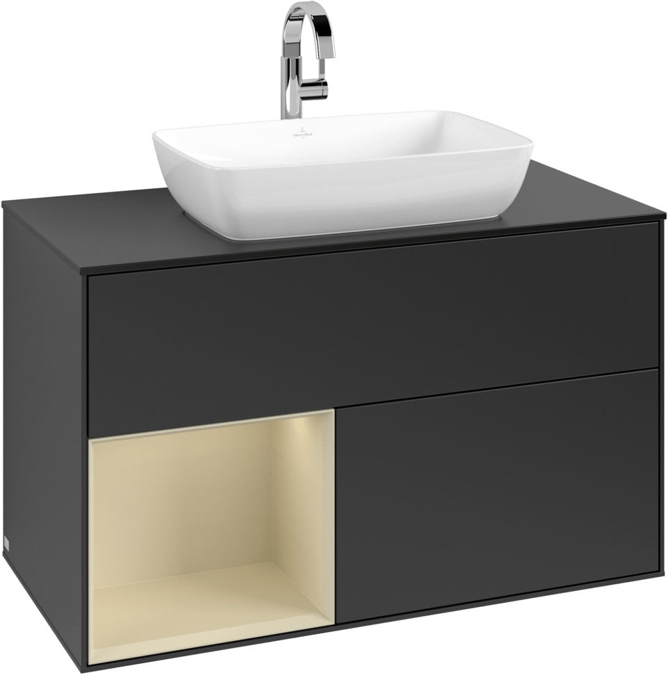 Villeroy & Boch Finion Waschbeckenunterschrank Glossy White mit Beleuchtung, 1000 mm