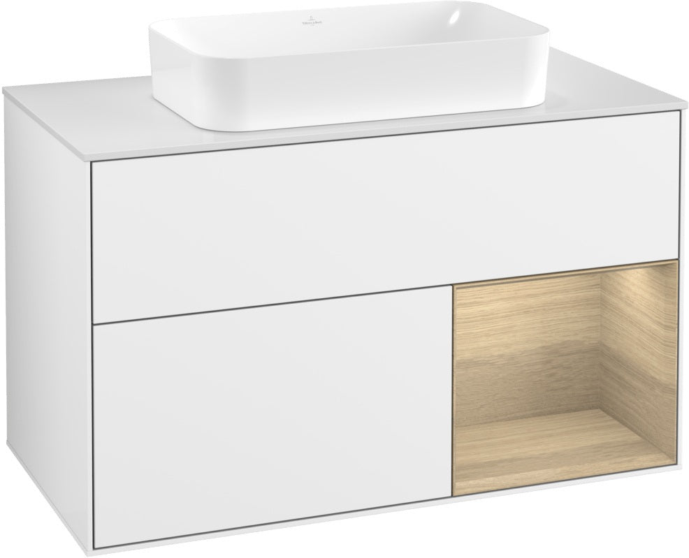 Villeroy & Boch Finion Waschtischunterschrank 1000 mm Glossy White Lacquer mit LED-Beleuchtung