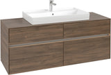 Villeroy & Boch Collaro Waschtischunterschrank 1400 mm mit LED-Beleuchtung und 4 Auszügen in Truffle Grey