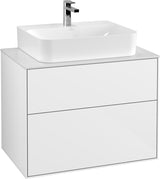 Villeroy & Boch Finion Waschbeckenunterschrank 800 mm Glossy White Lacquer – Wandmontage, 2 Auszüge
