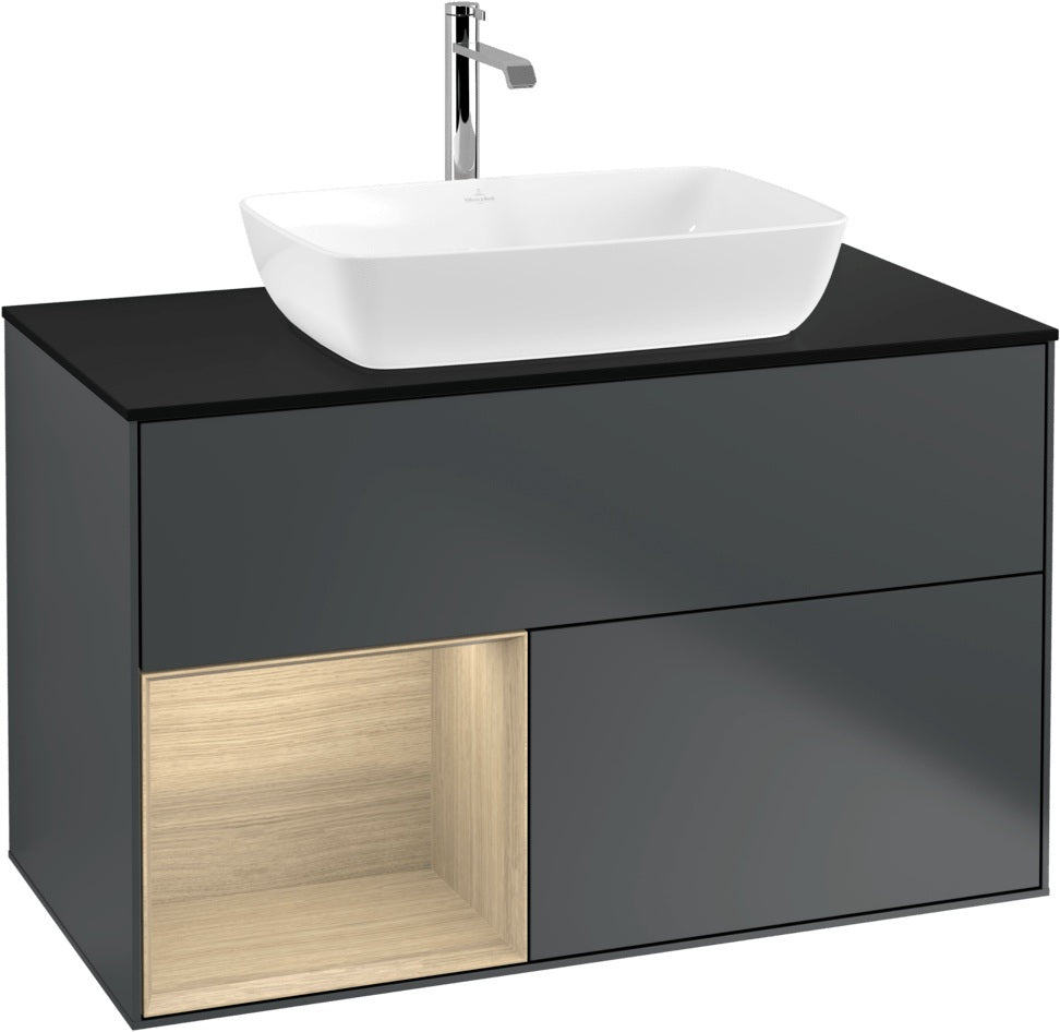 Villeroy & Boch Finion Waschbeckenunterschrank Glossy White mit Beleuchtung, 1000 mm