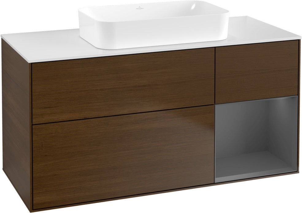 Villeroy & Boch Finion Waschtischunterschrank G711G Black Matt Lacquer 1200 mm mit Beleuchtung
