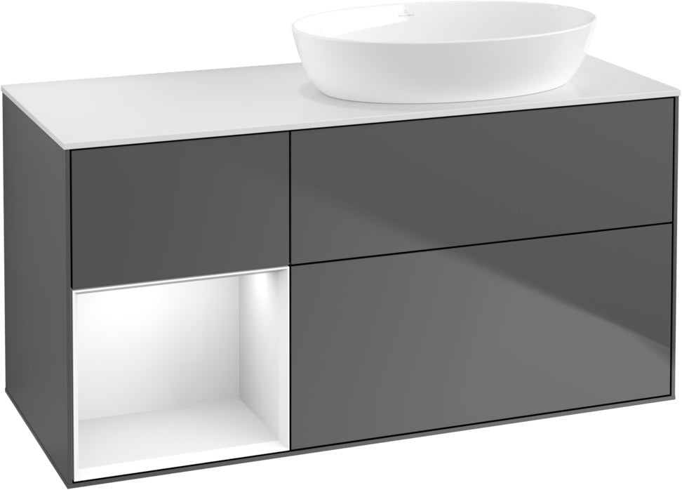 Villeroy & Boch Finion Waschtischunterschrank 1200 mm Glossy White Lacquer mit Beleuchtung