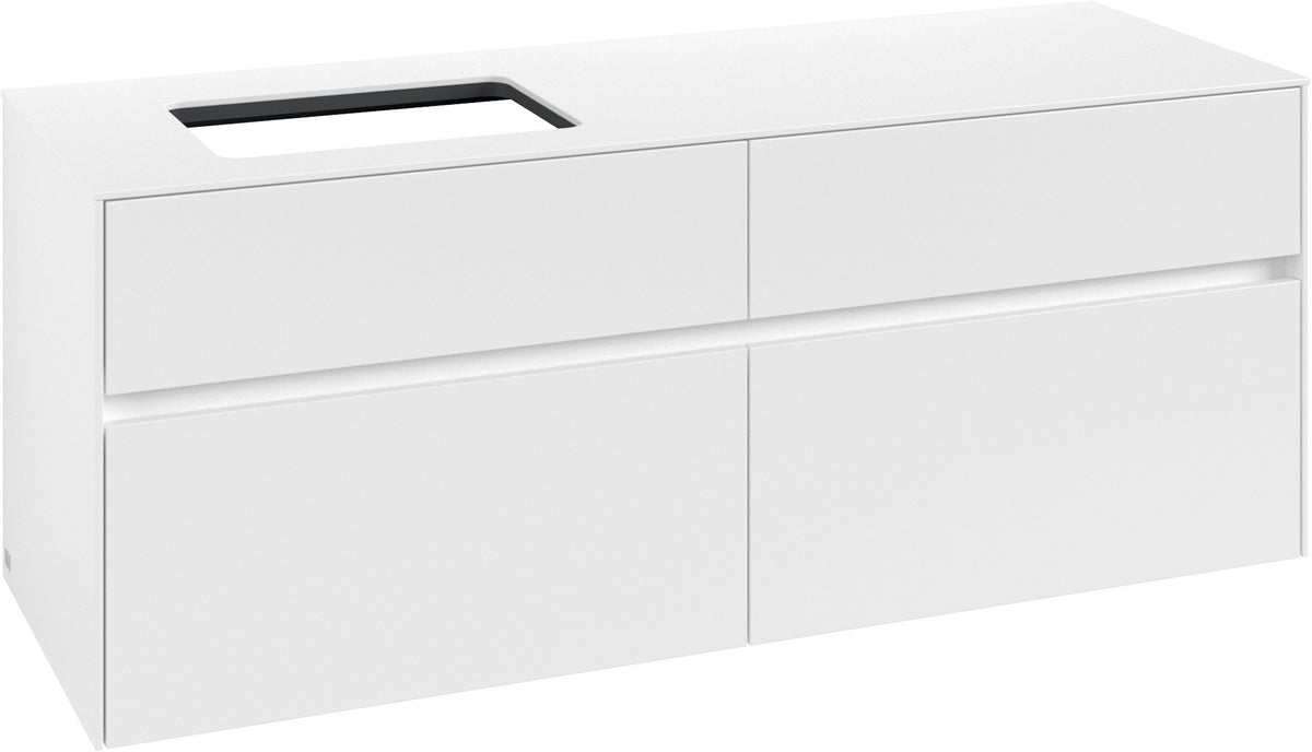 Villeroy & Boch Collaro Waschbeckenunterschrank 1400 mm White Matt mit 4 Auszügen und Becken links