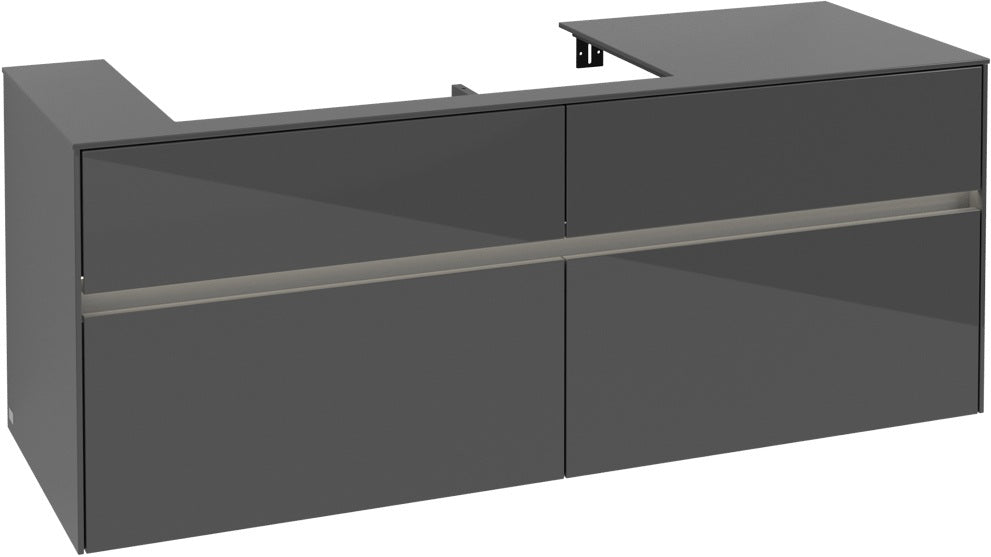 Villeroy & Boch Waschtischunterschrank Collaro C089 B0 1400 mm Glossy Grey mit Beleuchtung und SoftClosing