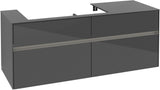 Villeroy & Boch Waschtischunterschrank Collaro C089 B0 1400 mm Glossy Grey mit Beleuchtung und SoftClosing
